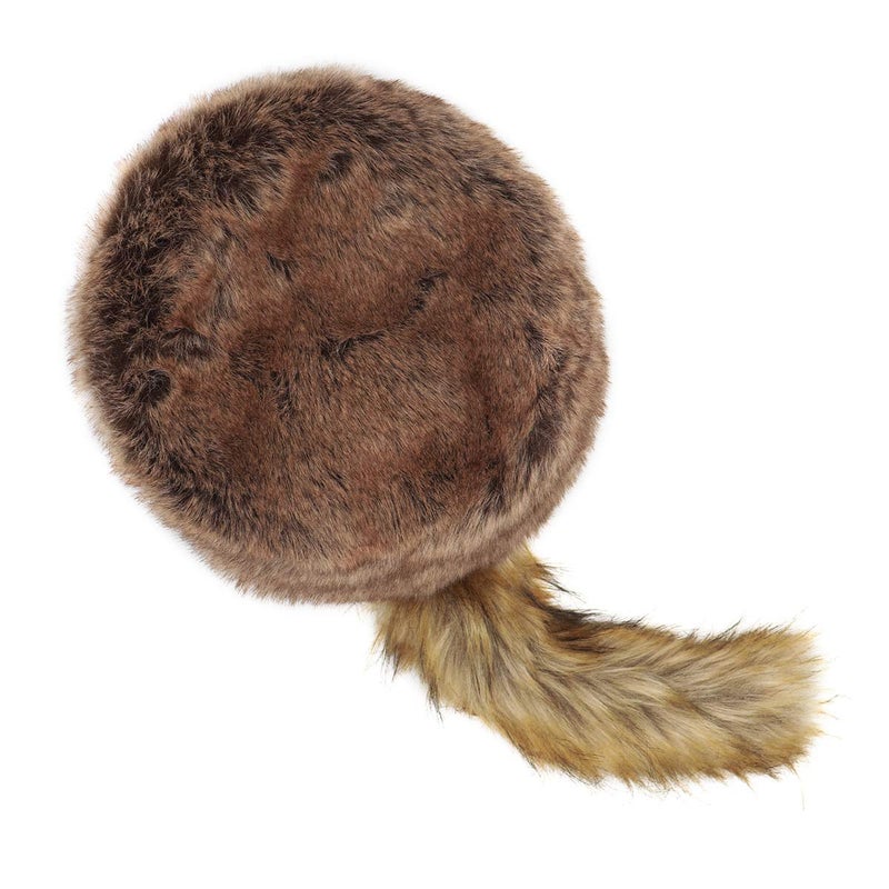 surell - Coonskin Davy Crockett Hat - Plush Soft Faux Fur Crown - Daniel Boone Outdoorsman Adventure Cap - Cabin DÃ©cor Raccoon Tail Hat (Brown) - Image 2
